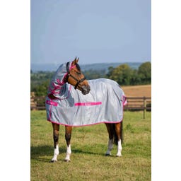 Bucas Buzz-Off Fly Rug with Neck, blue/blossom - 135 cm