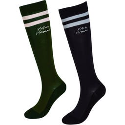 Socken Stripes, 2er Set, Marineblau/Dunkelgrün