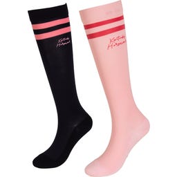 Socken Stripes, 2er Set, Marineblau/Hellrosa
