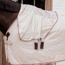 Fliegendekce Comfort classic mit Halsteil & Bauch, beige/bordeaux
