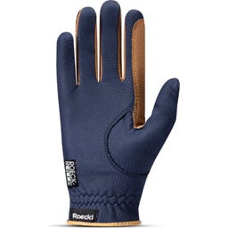 Roeckl MALTA WINTER Riding Gloves, Navy/Caramel