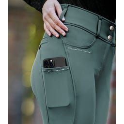 Pantaloni da Equitazione Mathilda Glam High Waist, Verde Pino
