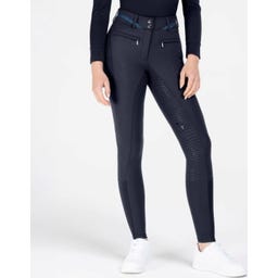 Pantaloni da Equitazione Maja Glam Curved High Waist, Blu Intenso