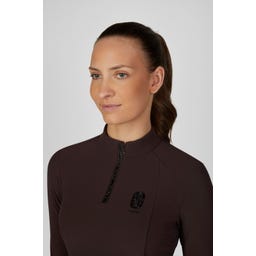 PIKEUR RIP Zip-Neck Riding Top, Chocolate Brown