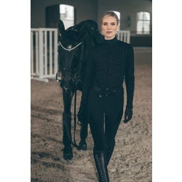 PIKEUR Camiseta con Cremallera Print, Negro