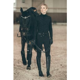PIKEUR Camiseta con Cremallera Print, Negro