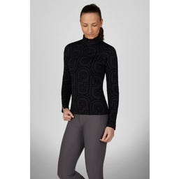 PIKEUR Camiseta con Cremallera Print, Negro