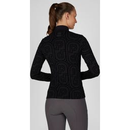 PIKEUR Camiseta con Cremallera Print, Negro