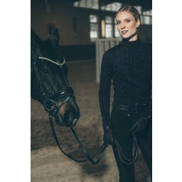 PIKEUR Camiseta con Cremallera Print, Negro