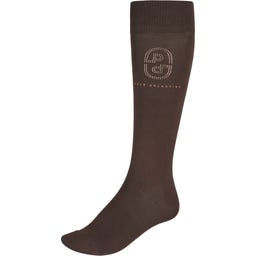PIKEUR Calcetines con Strass, Marrón Chocolate - 38-40