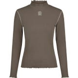 ESKADRON Ribbed Turtleneck Top, Grey-Brown