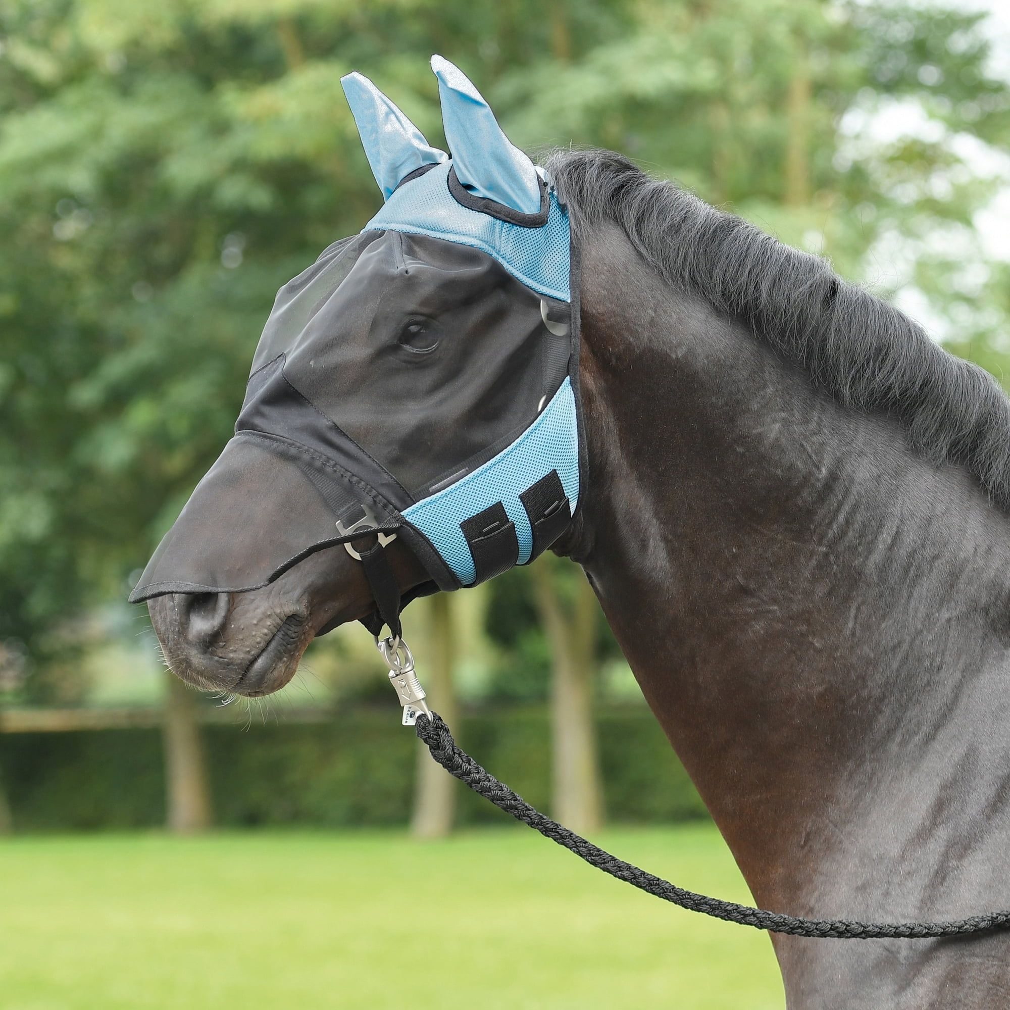 BUSSE Masque Anti-Mouches FLY COVER PRO bleu clair/noir - Boutique Equus  Vitalis