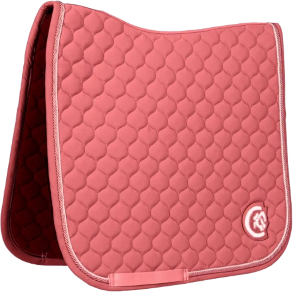 QHP Sottosella Florence Per Dressage - Taglia Full, Colore Rosa, Anatomico Con Passanti In Velcro E Ricamo, Morbido E Assorbente