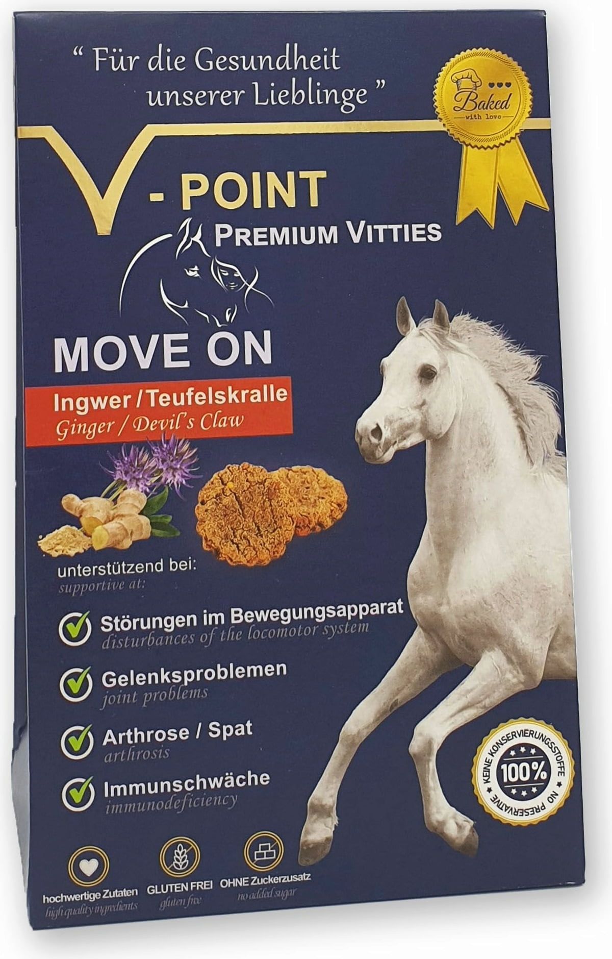 V-POINT MOVE ON - Ginger/Devil's Claw - Premium Vitties Horses, 250 g -  EquusVitalis